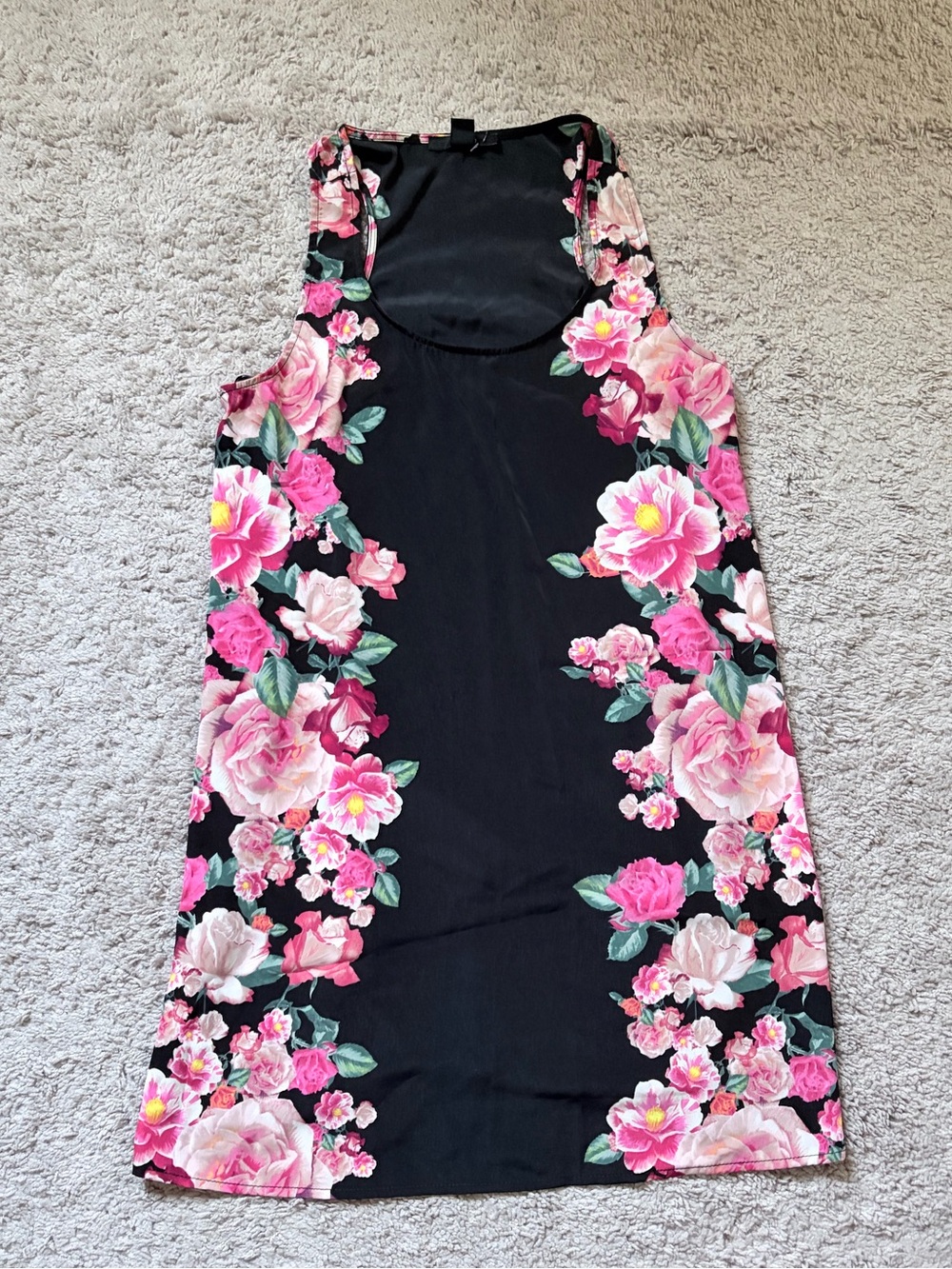 Black Floral Dress with Pink Flowers